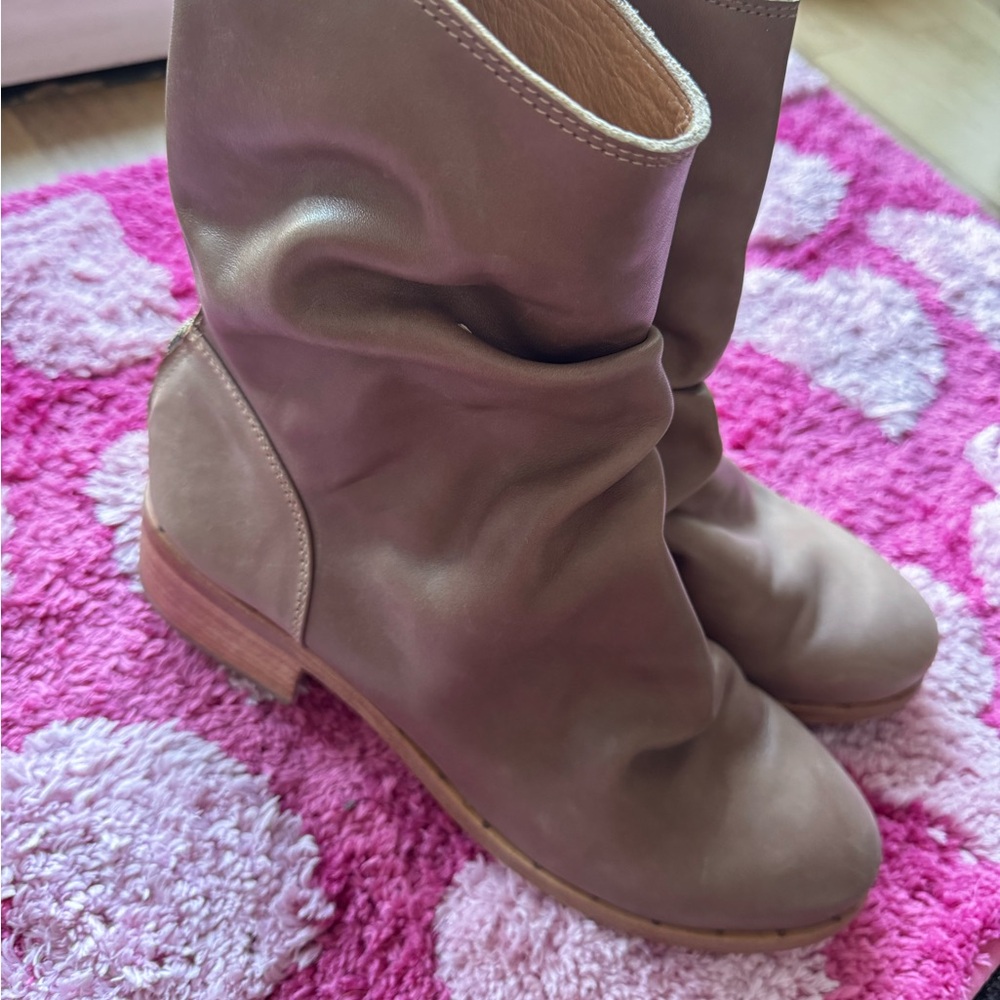 Beek Tan Ankle Booties with Slouchy Design size 10 Anthro